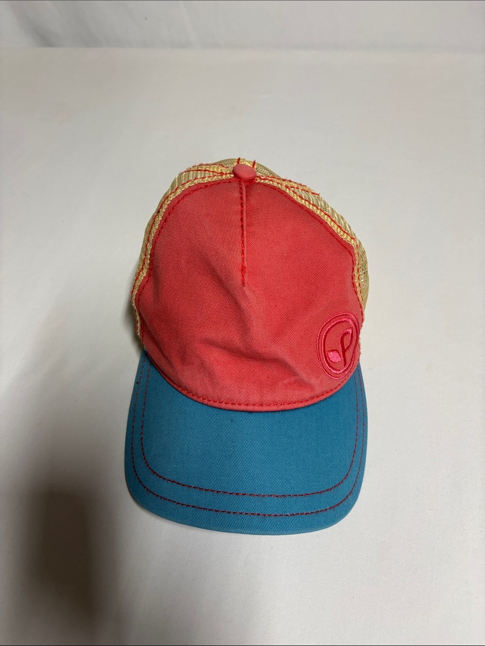 Pistil Trucker Hat Coral Blue Tan Mesh Snapback Embroidered Logo Outdoor